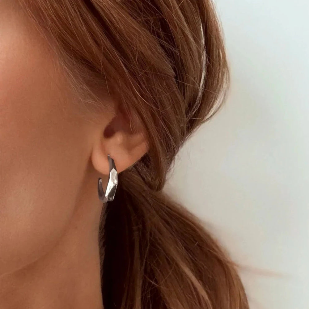 facetted hoop earrings silver made in waterproof stainless steel from icône