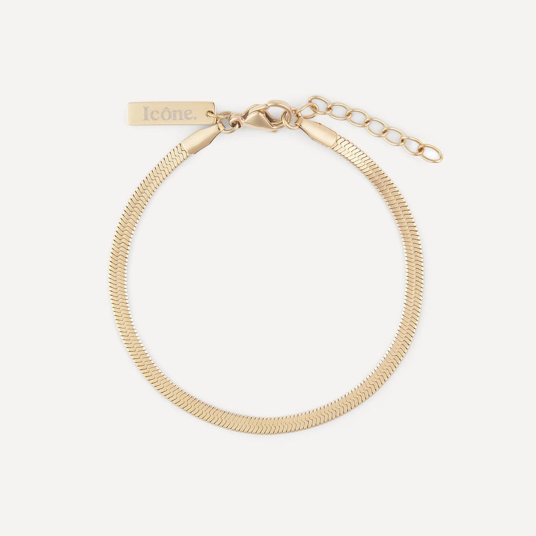 alice herringbone bracelet gold made in waterproof stainless steel from icône