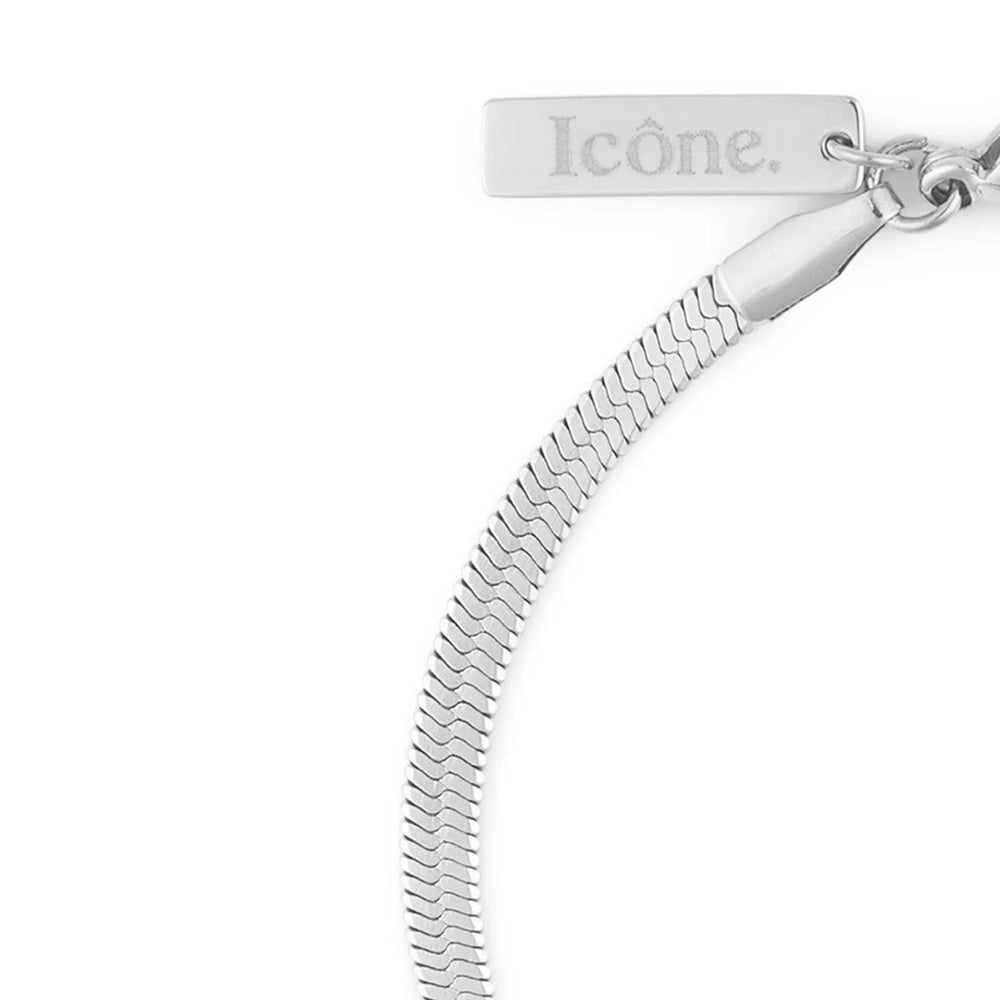 details of minimalist herringbone bracelet steel from icône