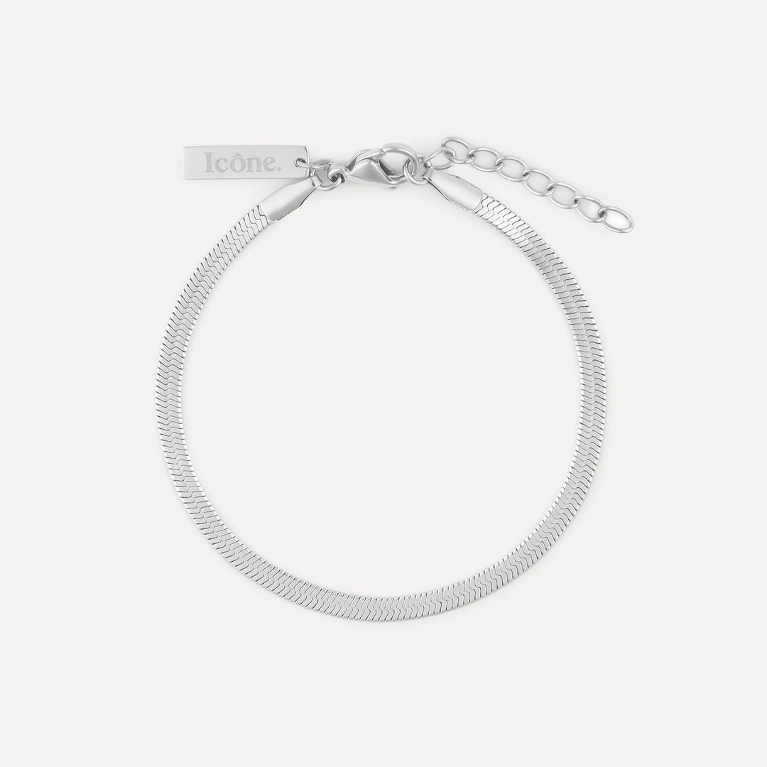 alice herringbone bracelet silver made in waterproof stainless steel from icône