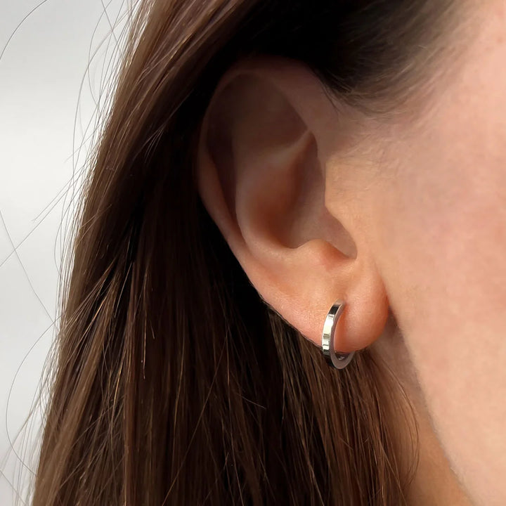 huggie hoop earrings silver made in waterproof stainless steel from icône