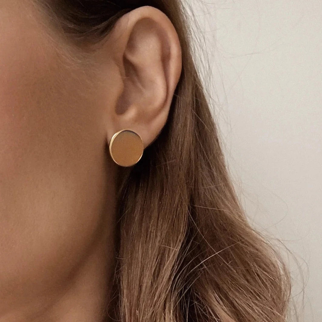 waterproof Blanche gold stud statement earrings made in waterproof stainless steel from Icône