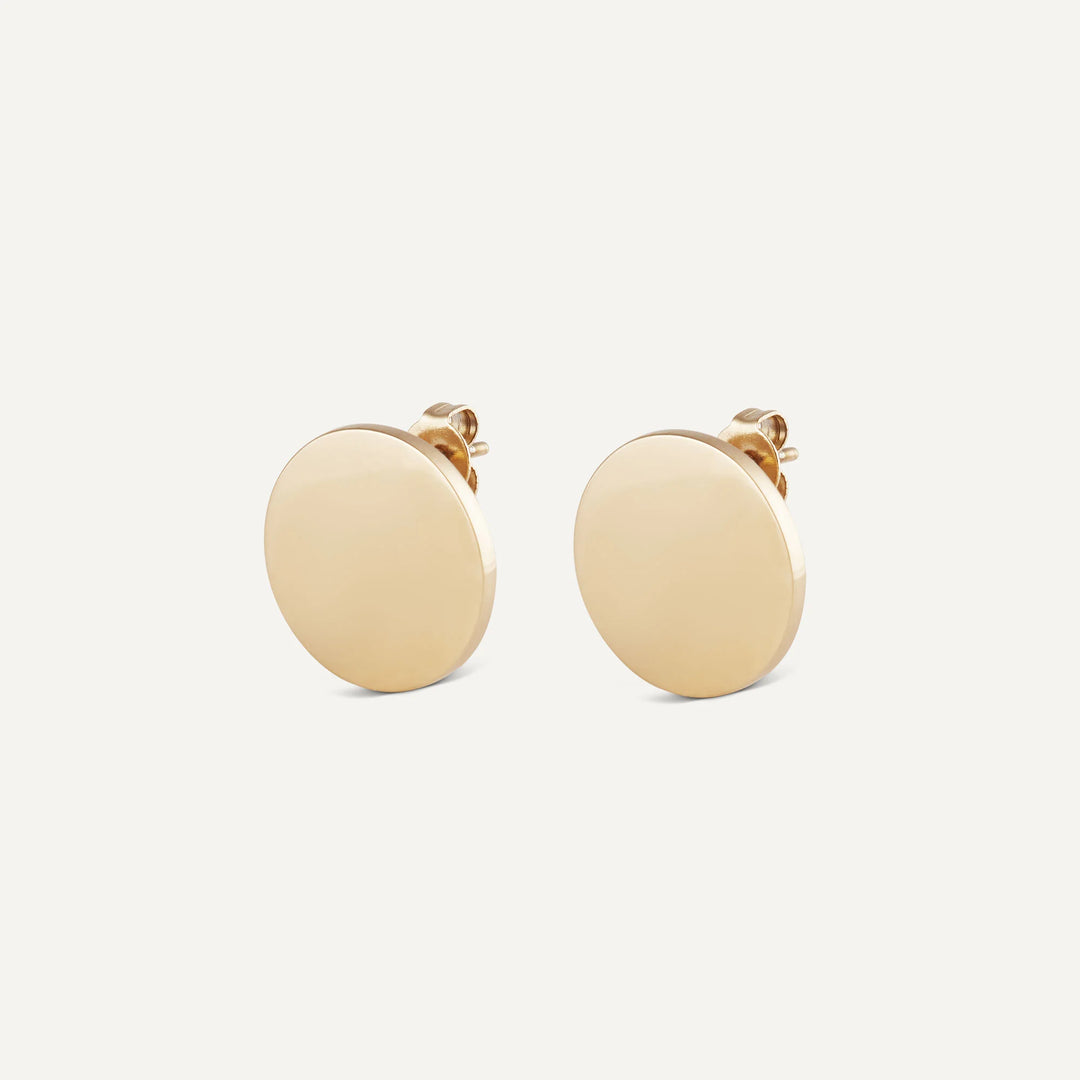 round statement stud earrings gold made in waterproof stainless steel from icône
