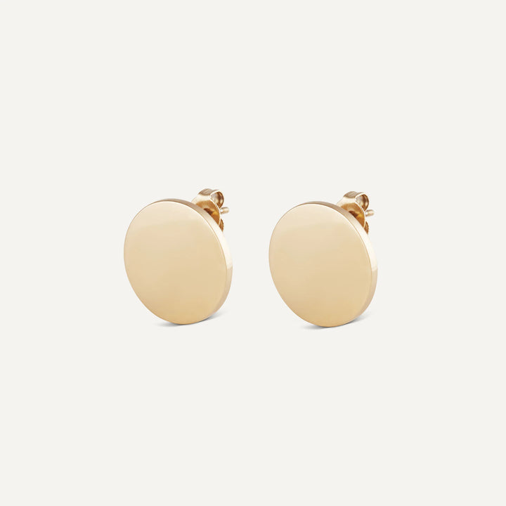 round statement stud earrings gold made in waterproof stainless steel from icône