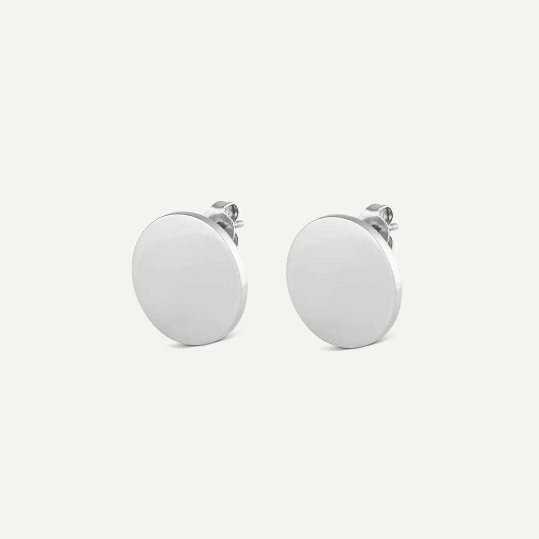 round statement stud earrings silver made in waterproof stainless steel from icône