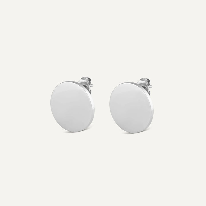 round statement stud earrings silver made in waterproof stainless steel from icône