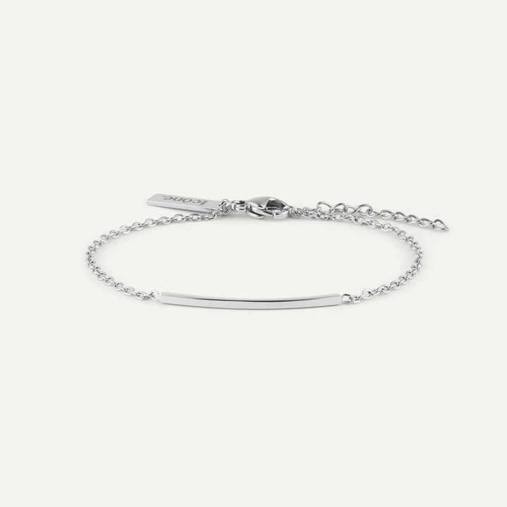 minimalist carine bar bracelet silver made in waterproof stainless steel from icône