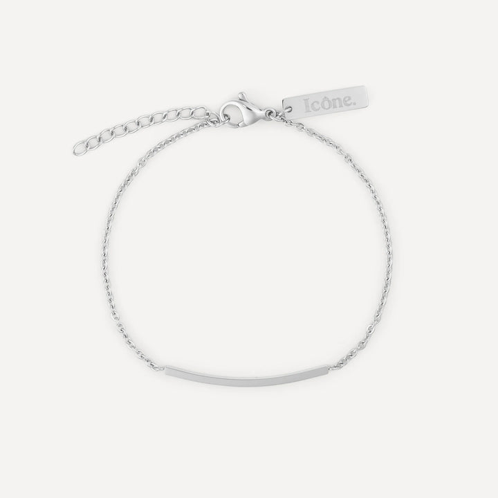 minimalist carine bar bracelet silver made in waterproof stainless steel from icône