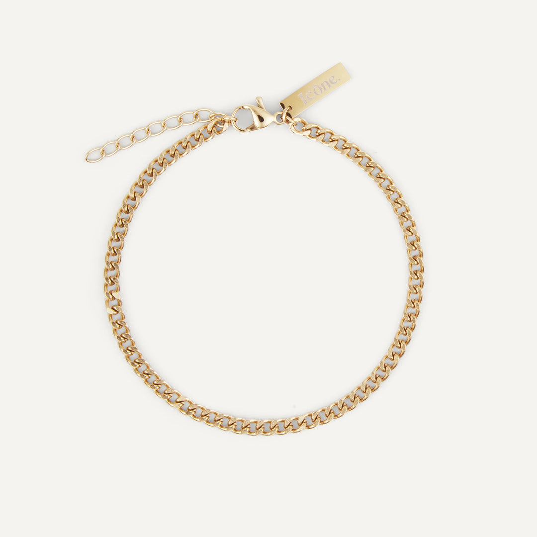 cuban curb chain bracelet gold for men made in waterproof stainless steel from icône
