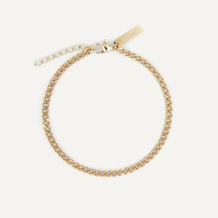 cuban curb chain bracelet gold for men made in waterproof stainless steel from icône