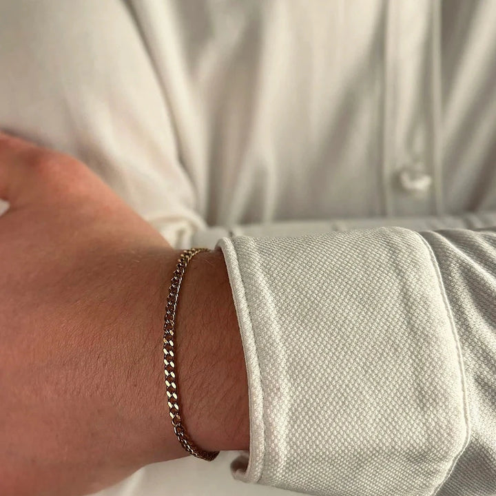 cuban curb bracelet gold made in waterproof stainless steel from icône