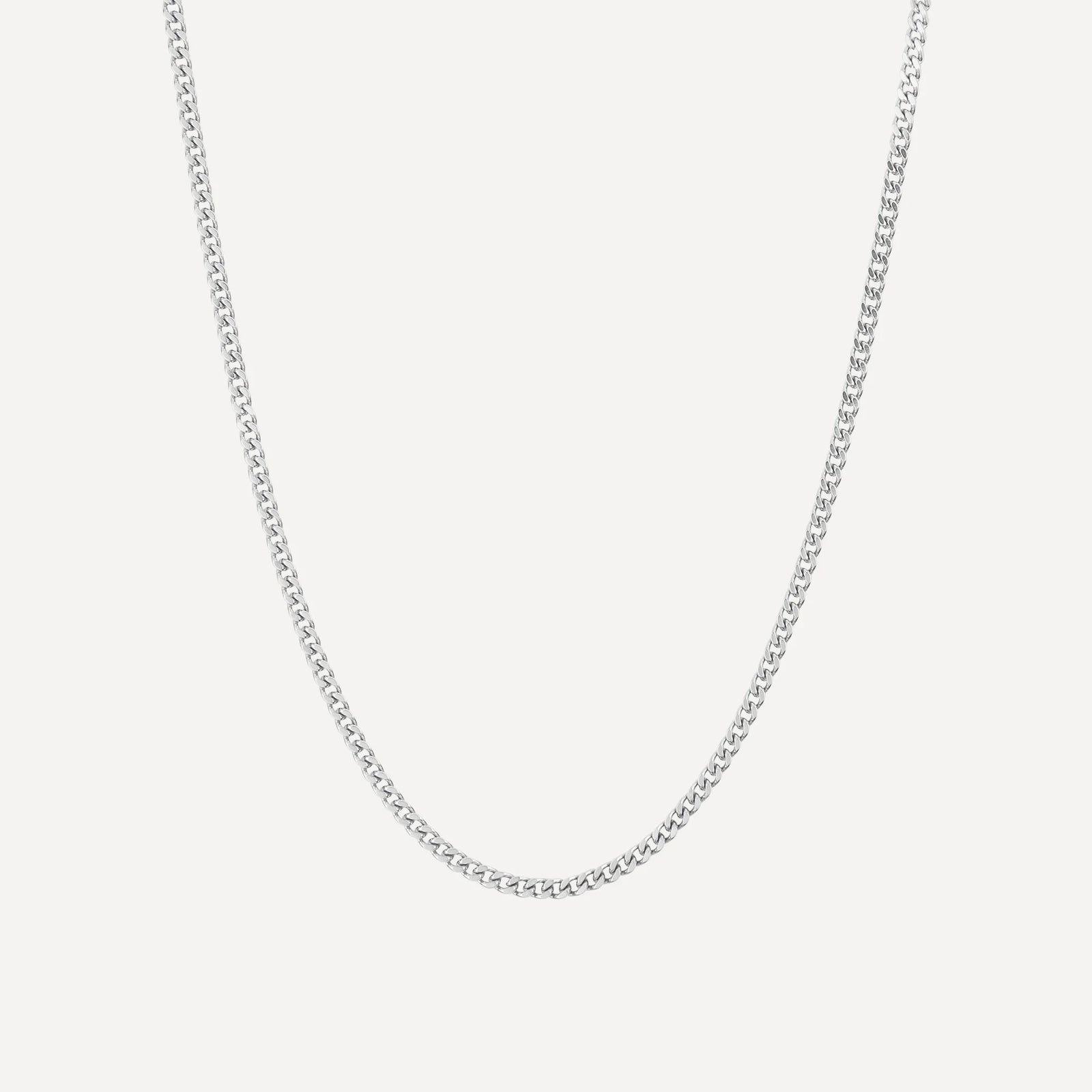 charles cuban curb chain necklace silver for men made in waterproof stainless steel from icône
