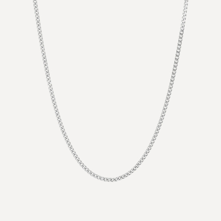 charles cuban curb chain necklace silver for men made in waterproof stainless steel from icône