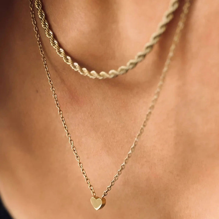 minimalist heart necklace gold made in waterproof stainless steel from icône