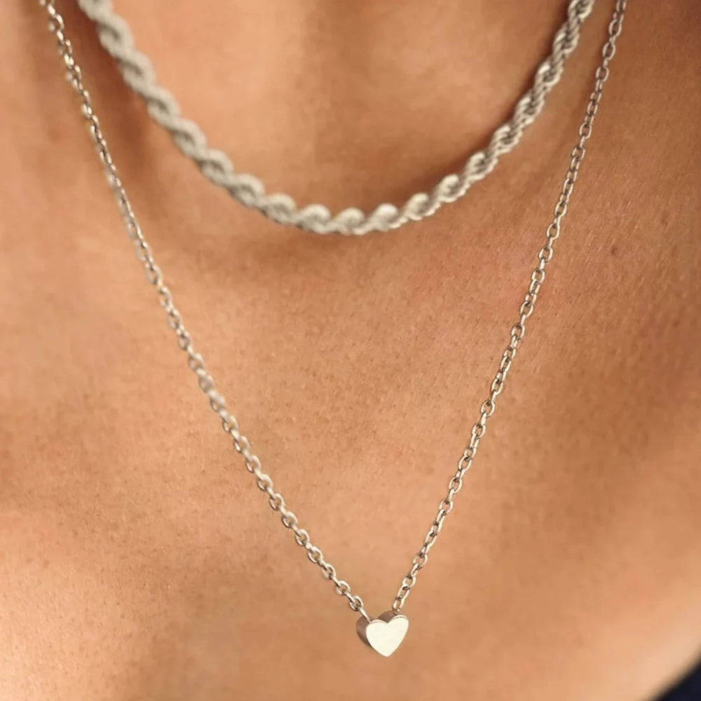 minimalist heart necklace steel made in waterproof stainless steel from icône