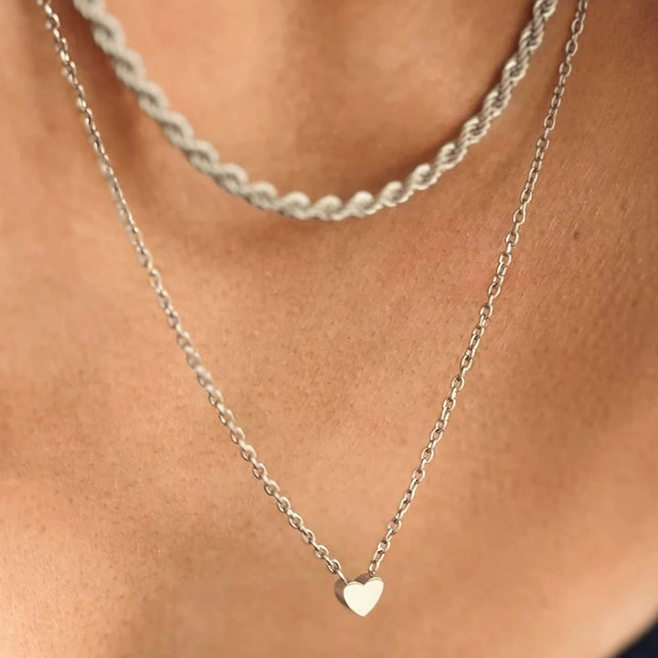 minimalist heart necklace steel made in waterproof stainless steel from icône
