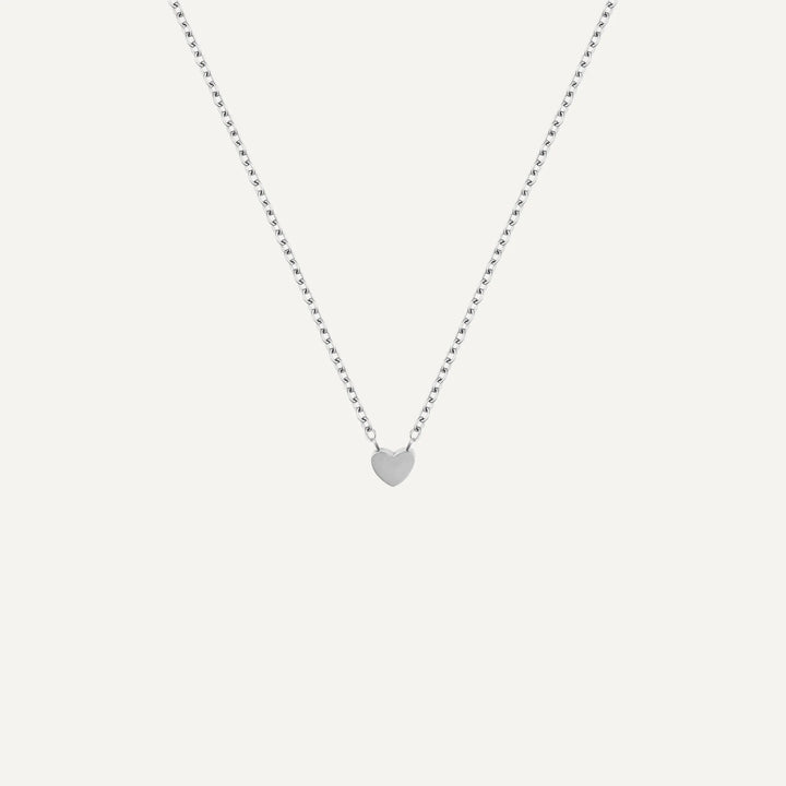 minimalist heart necklace silver made in waterproof stainless steel from icône
