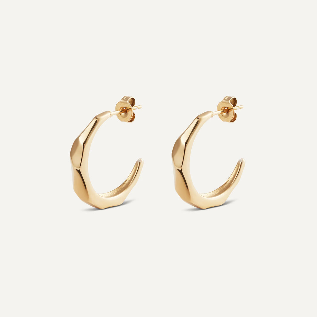 chloe facetted hoop earrings gold made in waterproof stainless steel from icône