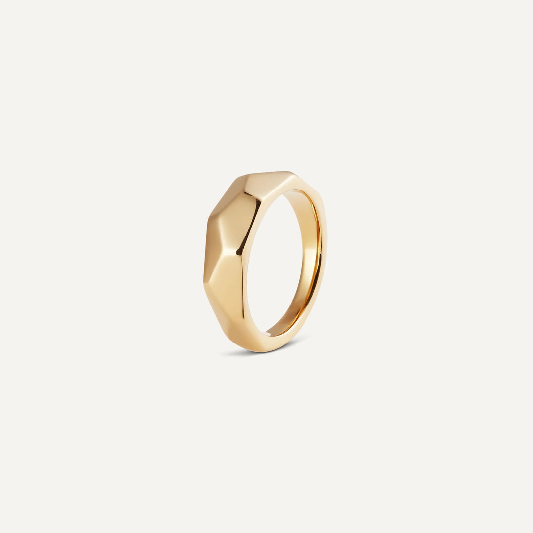 chloe facetted dome ring gold made in waterproof stainless steel from icône