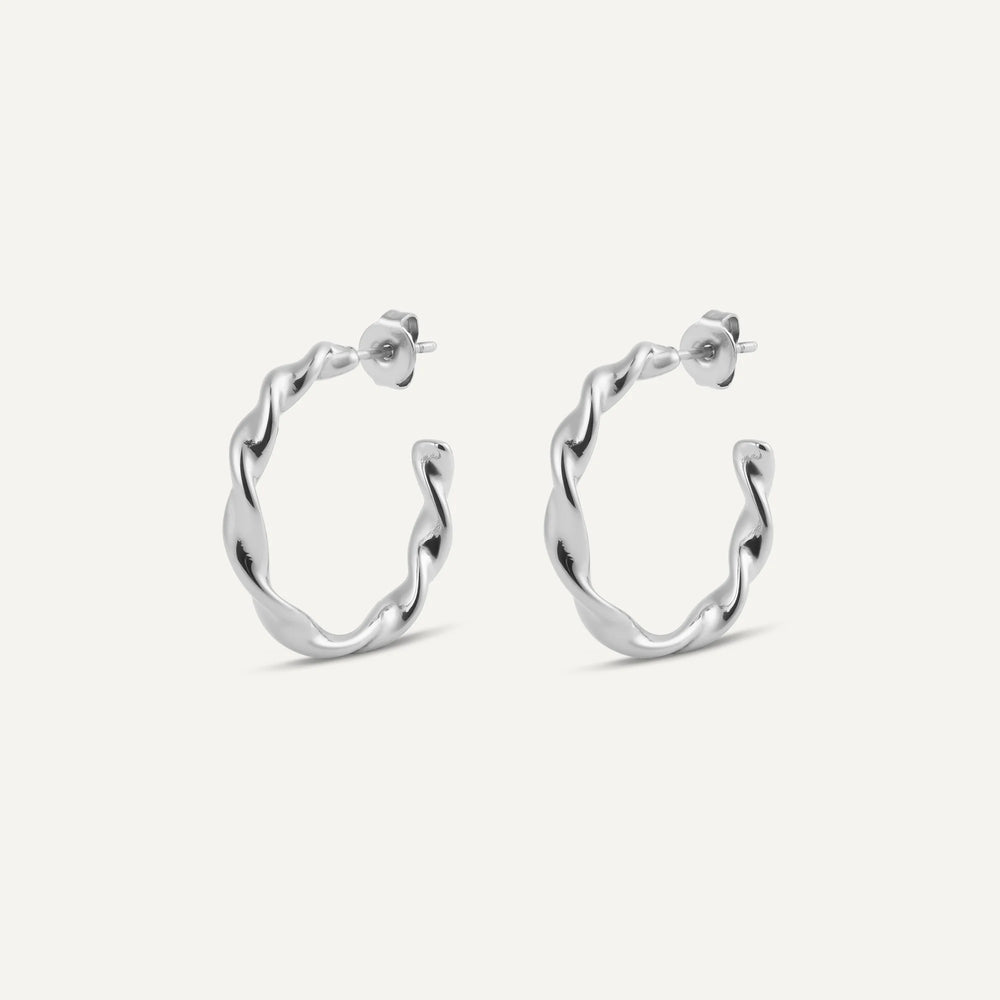 claire twisted hoop earrings silver made in waterproof stainless steel from icône