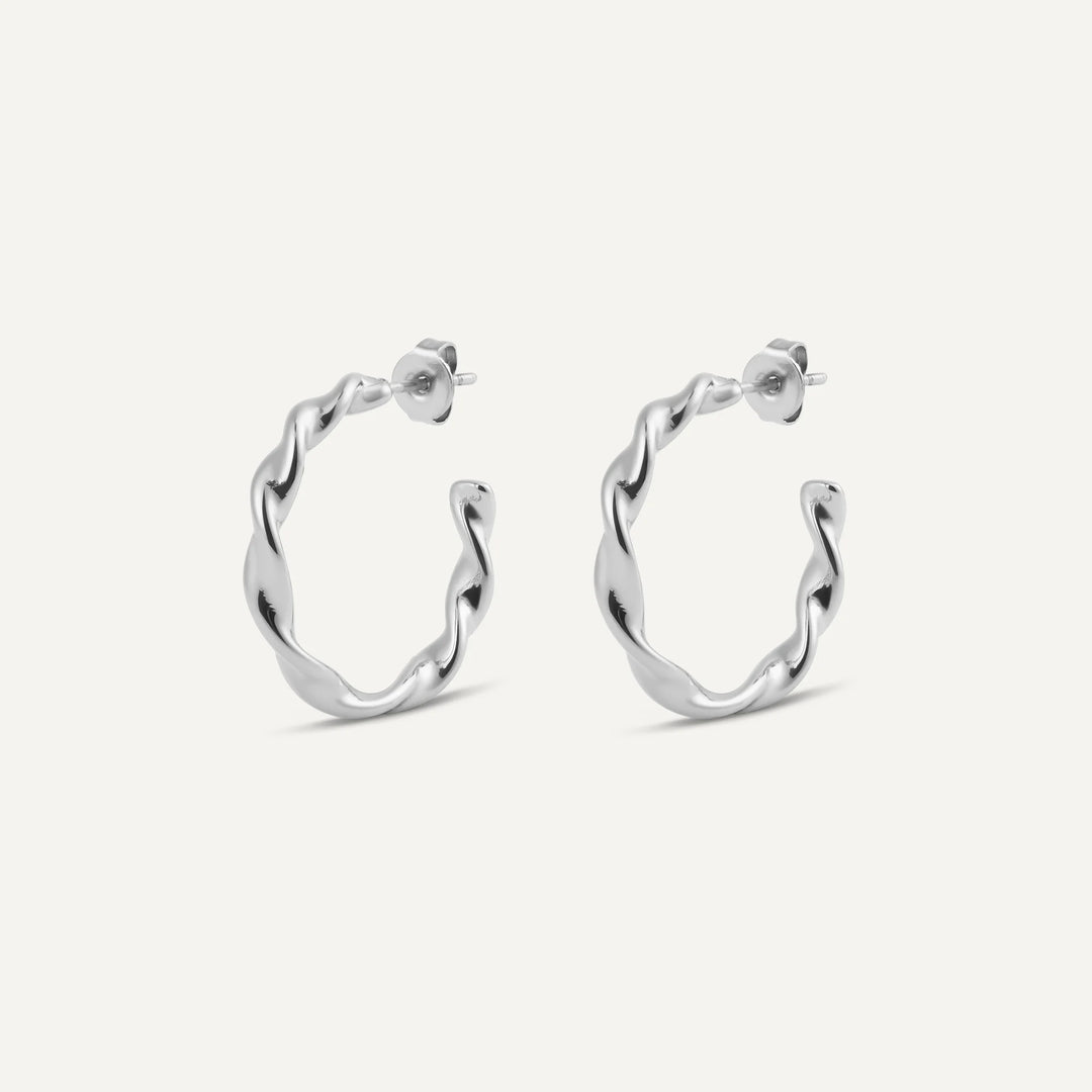 claire twisted hoop earrings silver made in waterproof stainless steel from icône