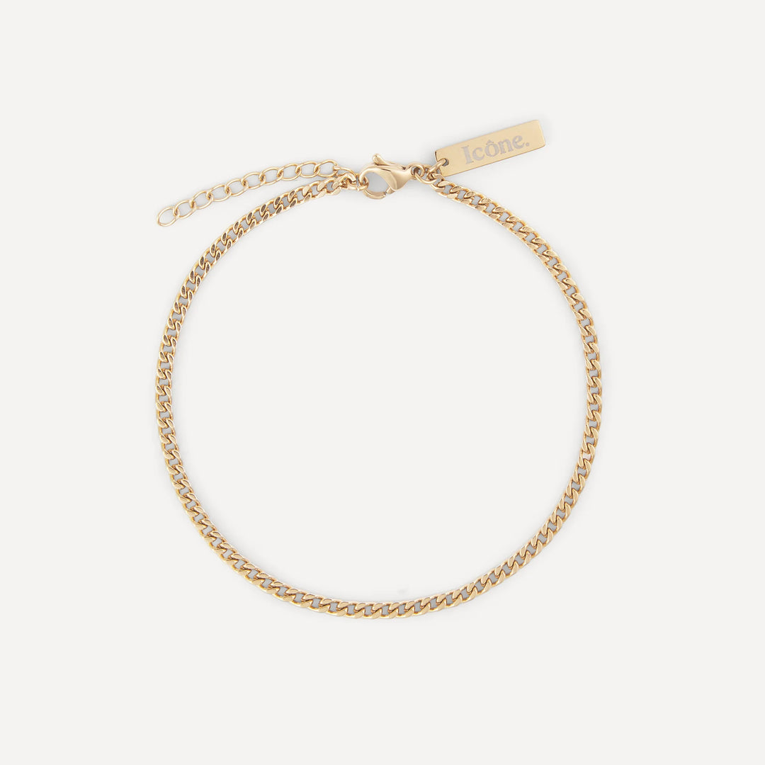 elias cuban curb chain bracelet gold for men made in waterproof stainless steel from icône