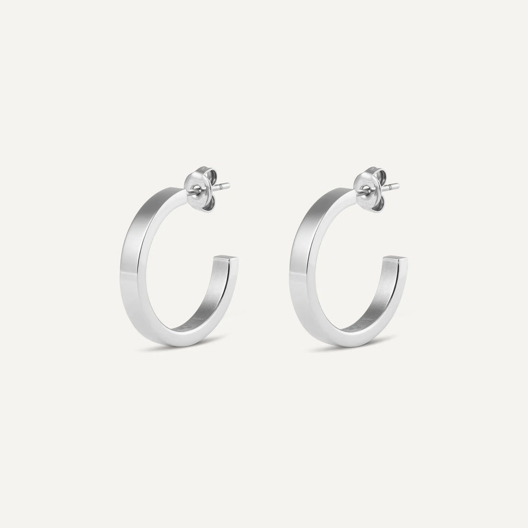 elise hoop earrings silver made in waterproof stainless steel from icône