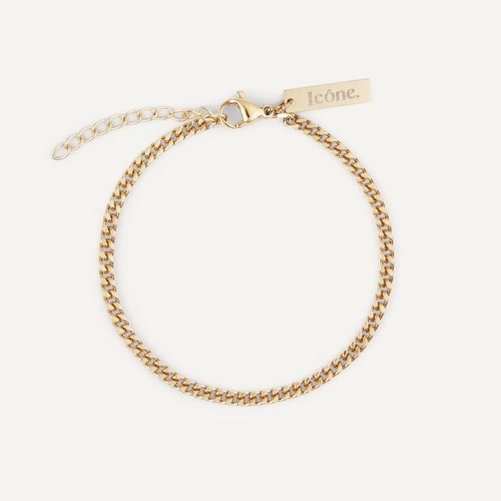 minimalist cuban curb chain bracelet gold made in waterproof stainless steel from icône