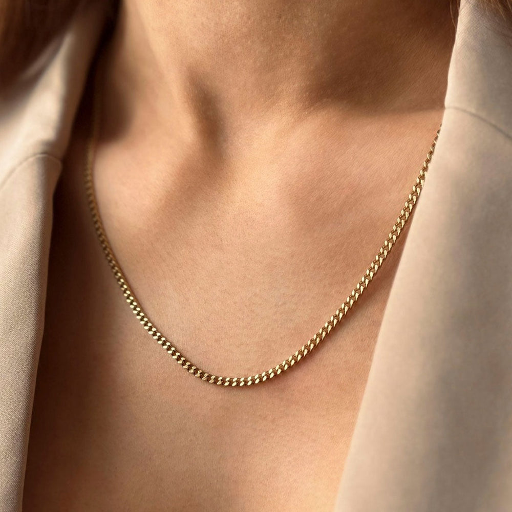 cuban curb chain necklace gold made in waterproof stainless steel from icône