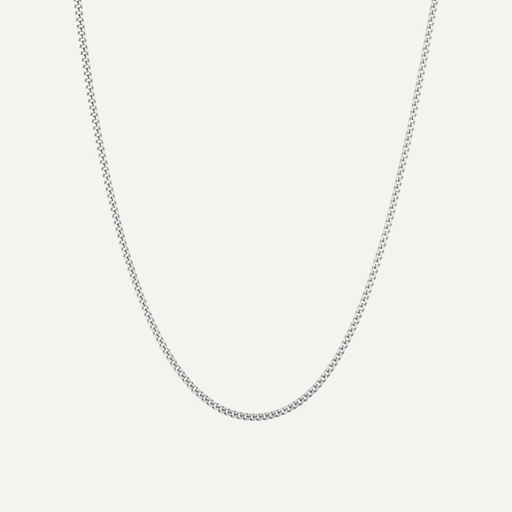 minimalist cuban curb chain necklace silver made in waterproof stainless steel from icône