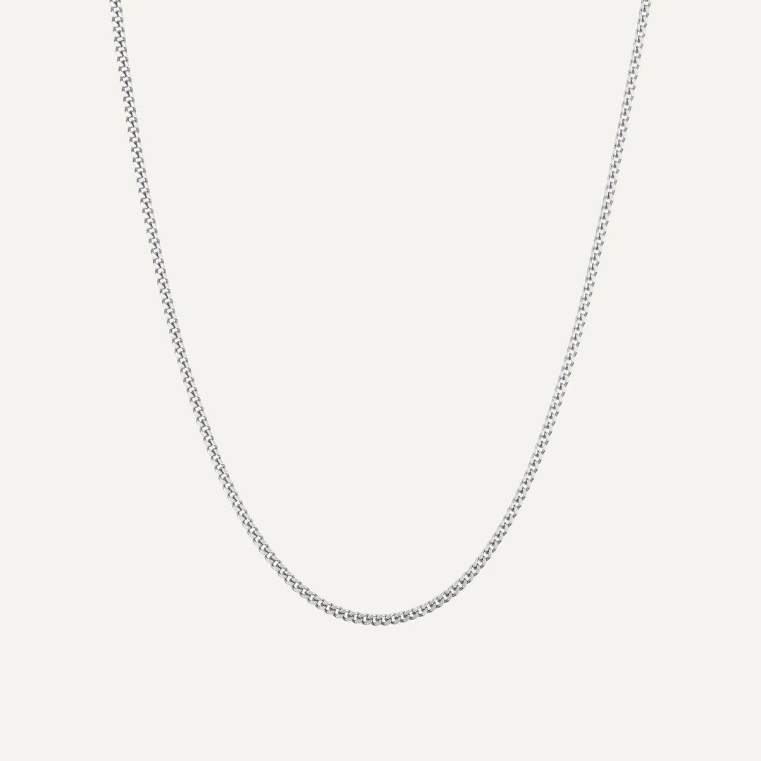 minimalist cuban curb chain necklace silver made in waterproof stainless steel from icône