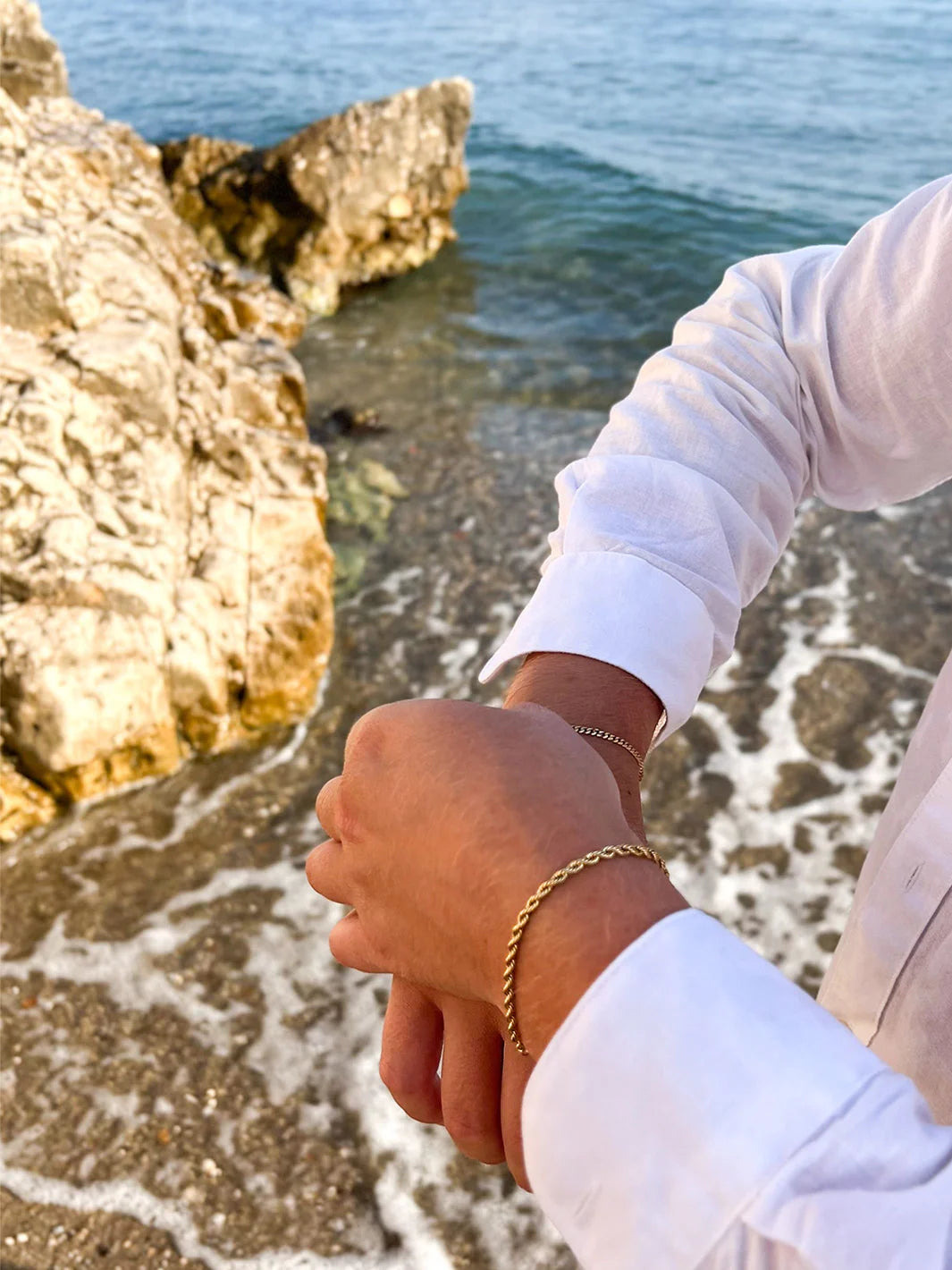 rope bracelet gold for men made in waterproof stainless steel from icône