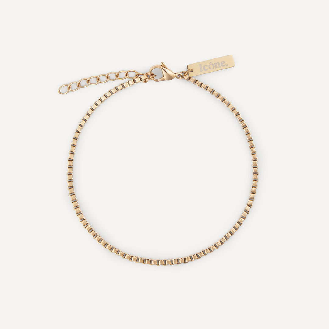 hugo minimalist box chain bracelet gold for men made in waterproof stainless steel from icône