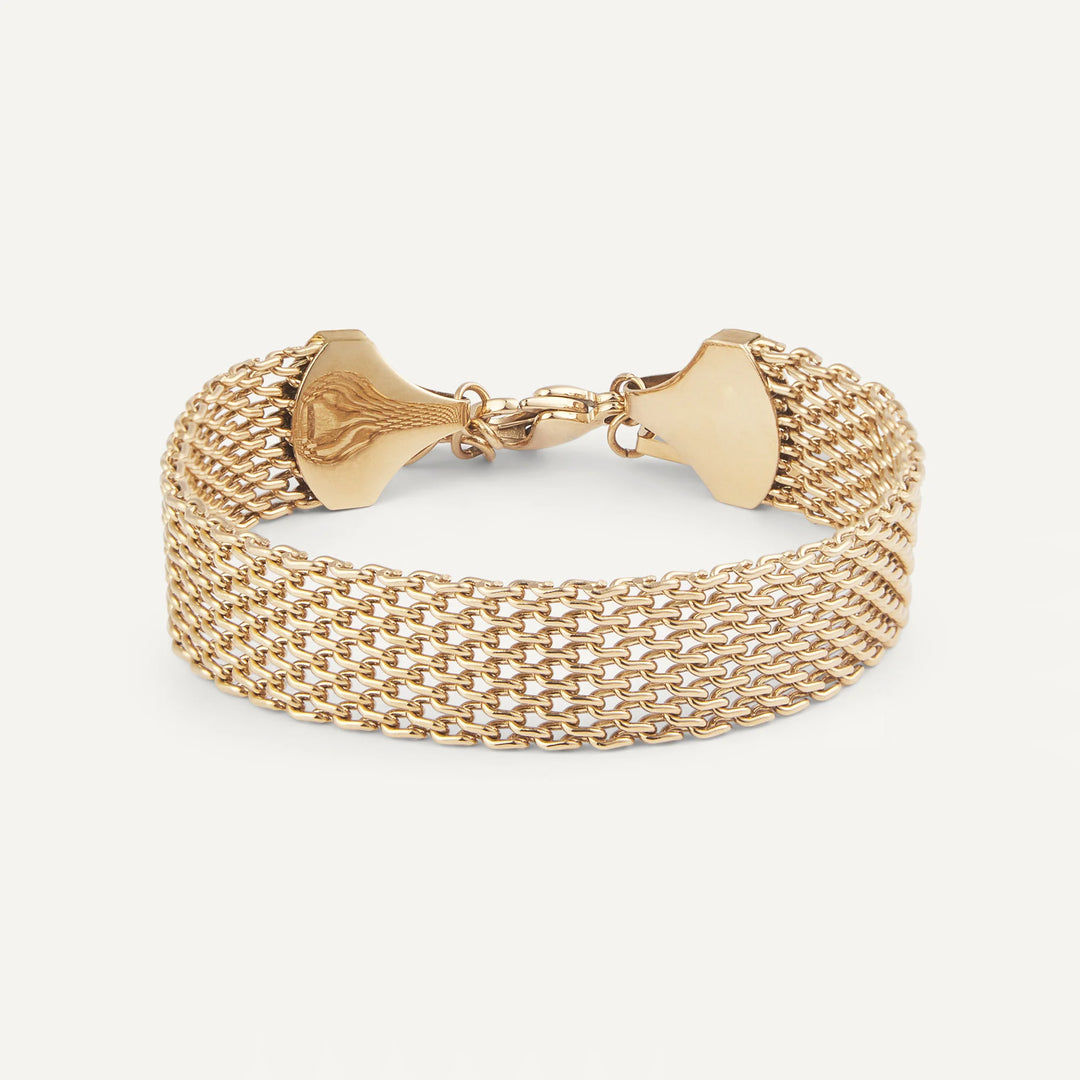 ines mesh bracelet gold made in waterproof stainless steel from icône