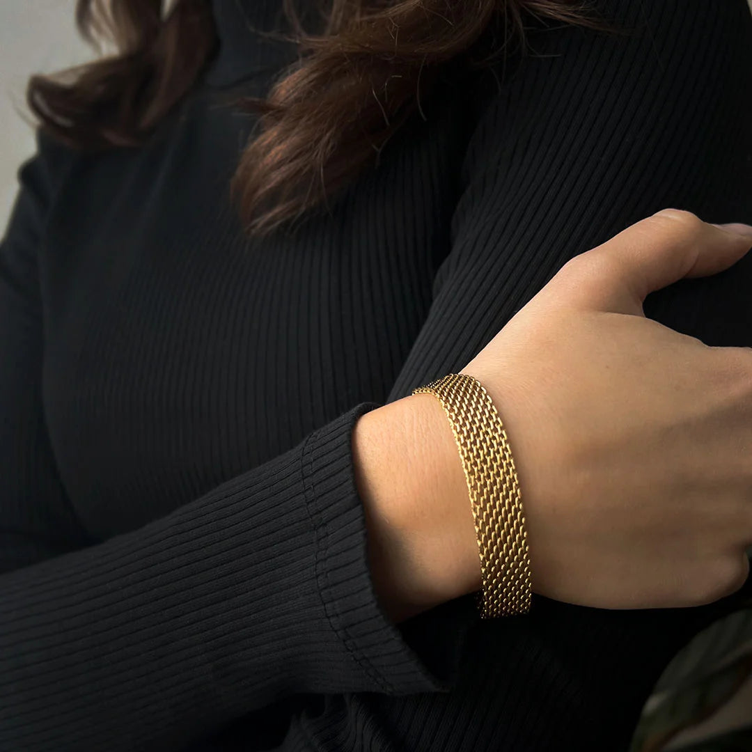 mesh bracelet gold made in waterproof stainless steel from icône