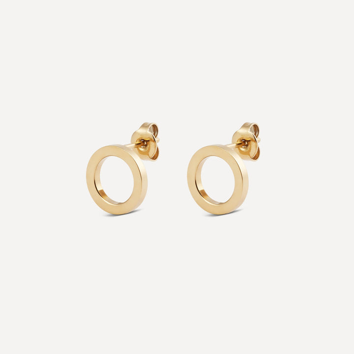 julie circle stud earrings gold made in waterproof stainless steel from icône