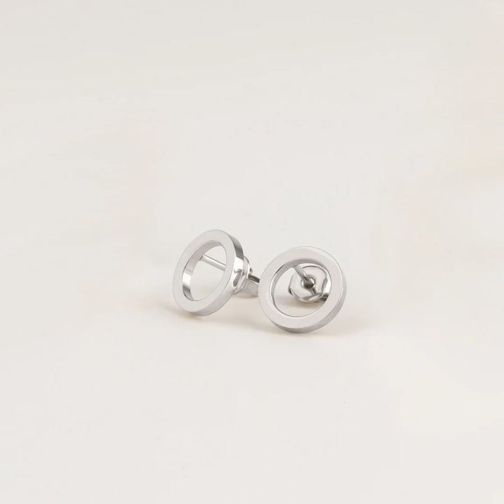 circle stud earrings silver made in waterproof stainless steel from icône