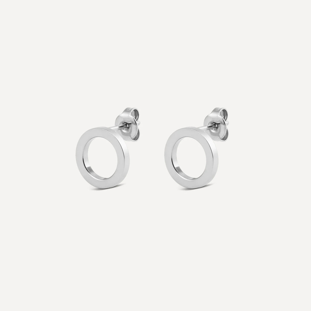 julie circle stud earrings silver made in waterproof stainless steel from icône