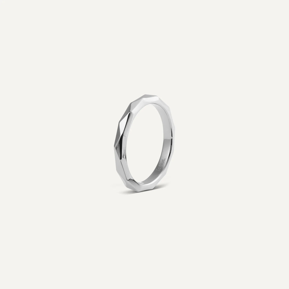 lea facetted ring silver made in waterproof stainless steel from icône