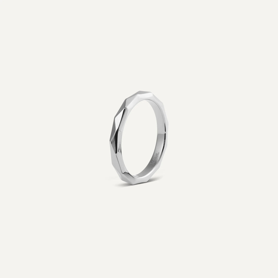 lea facetted ring silver made in waterproof stainless steel from icône