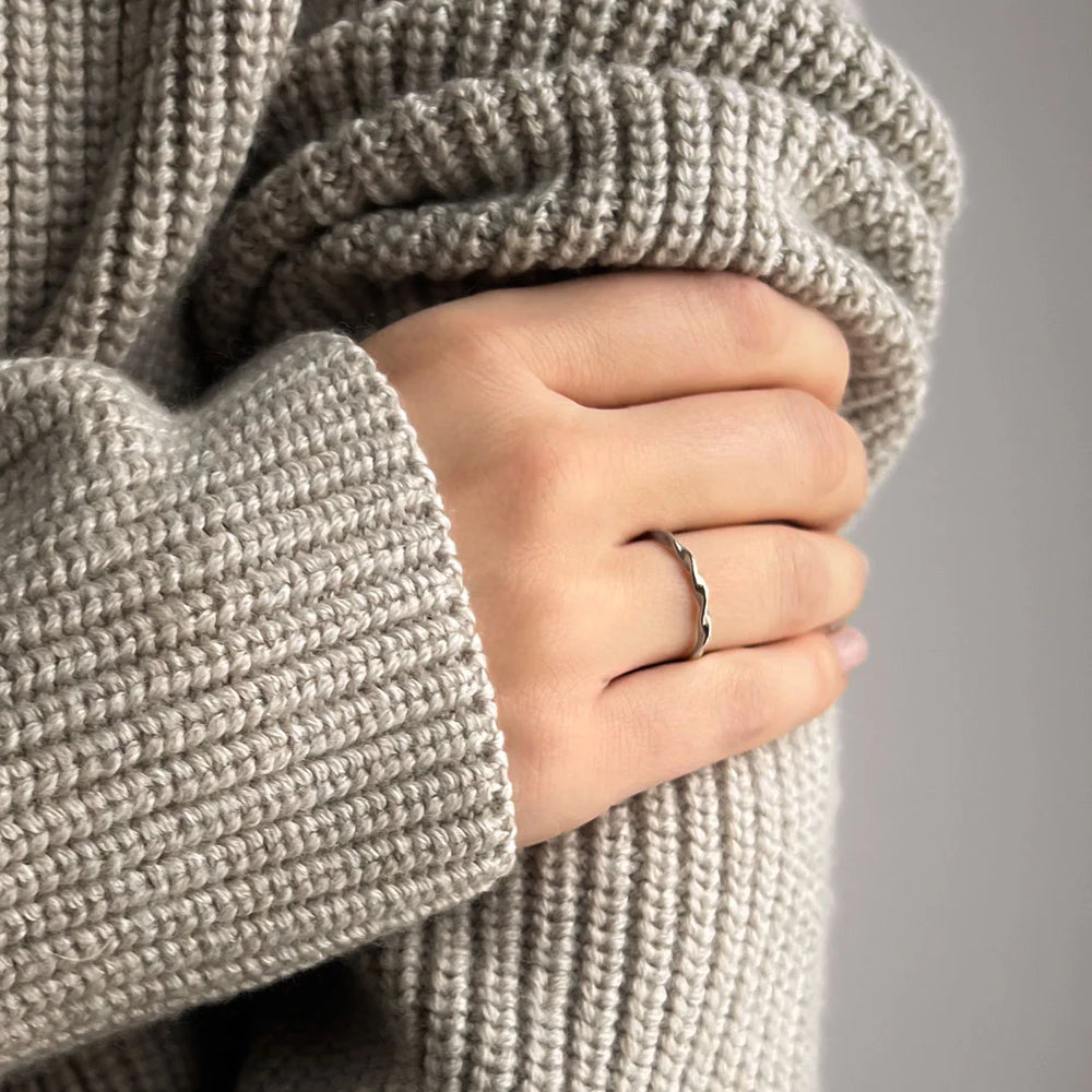 twisted ring silver made in waterproof stainless steel from icône