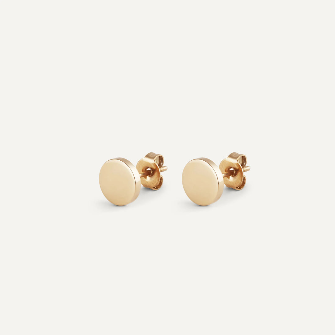 minimalist round stud earrings gold made in waterproof stainless steel from icône
