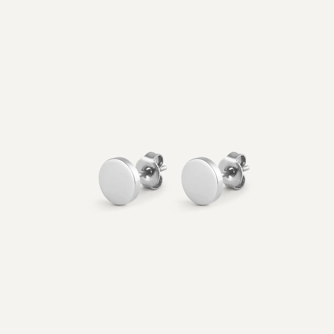 minimalist round stud earrings silver made in waterproof stainless steel from icône