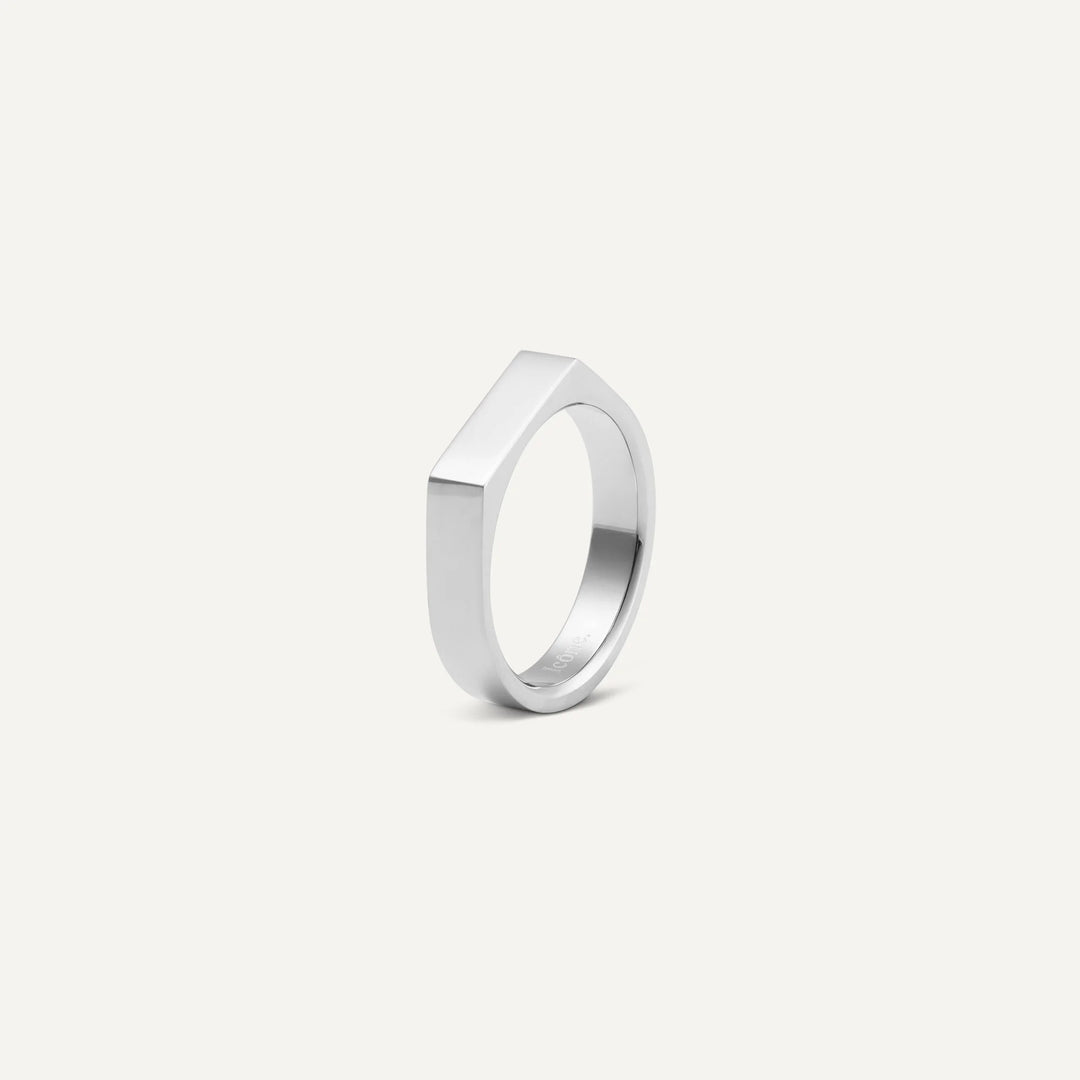 minimalist signet ring silver for men made in waterproof stainless steel from icône