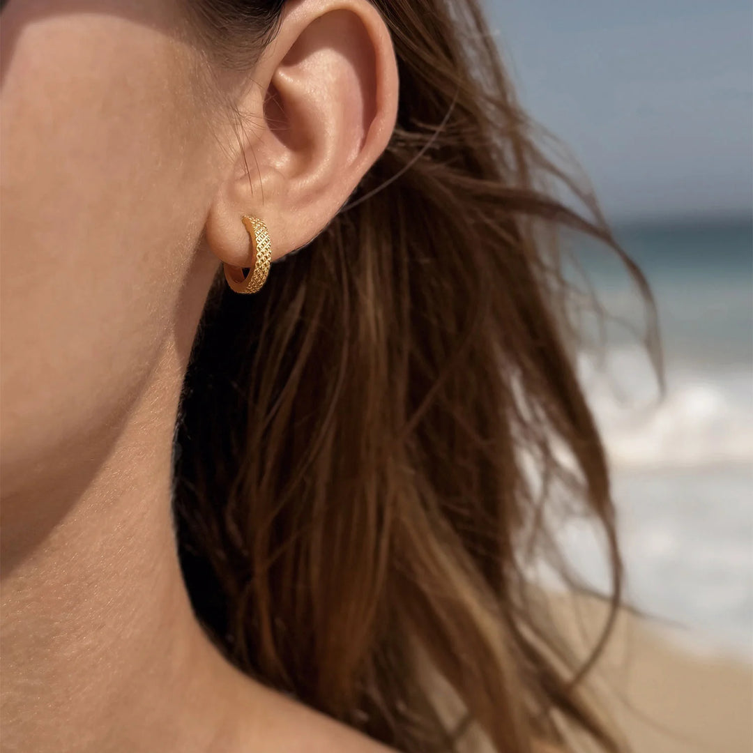 michelle gold hoop earrings made from waterproof stainless steel from icône