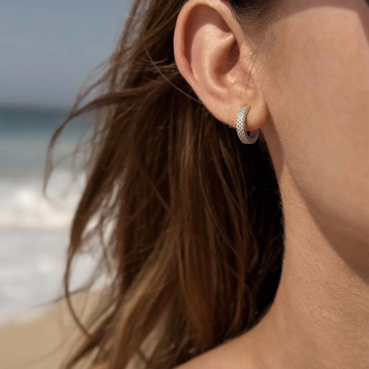 michelle steel hoop earrings made from waterproof stainless steel from icône