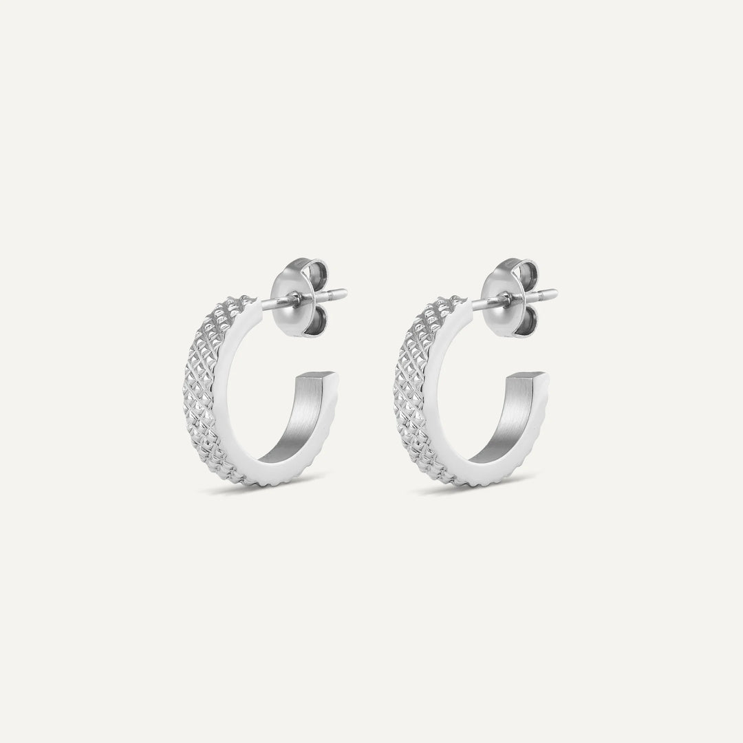michelle hoop earrings silver made in waterproof stainless steel from icône