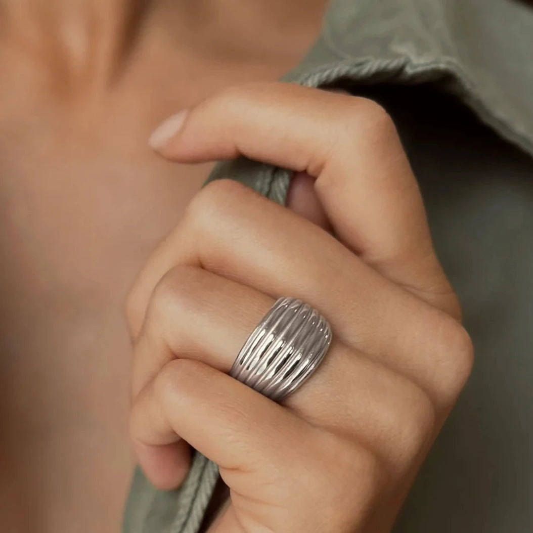 statement ring silver made in waterproof stainless steel from icône