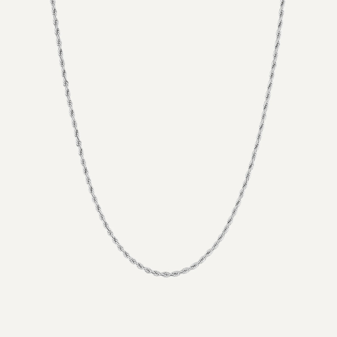 olivia rope chain necklace silver made in waterproof stainless steel from icône