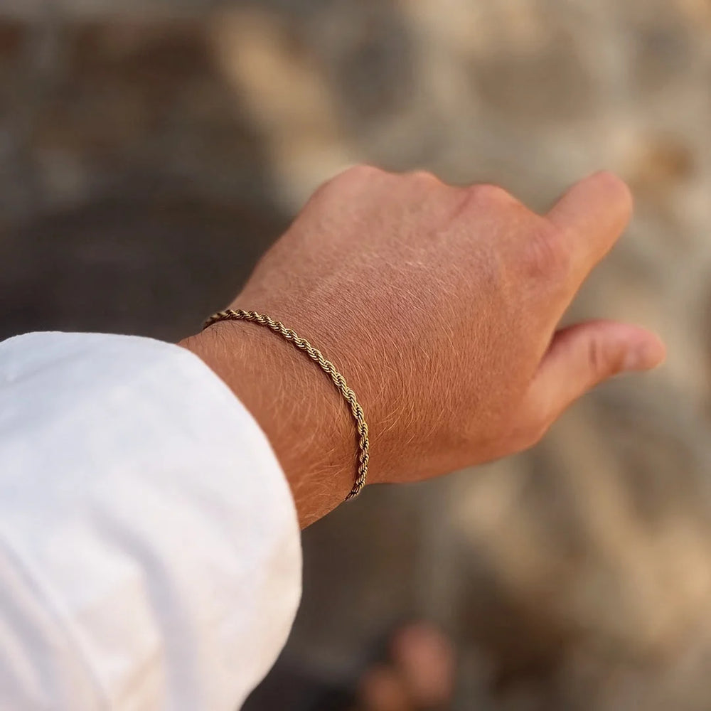 rope bracelet gold for men made in waterproof stainless steel from Icône